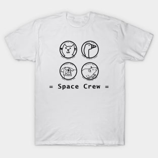 Space Crew 2420 Cat Goose Dog Rat Line Drawing T-Shirt